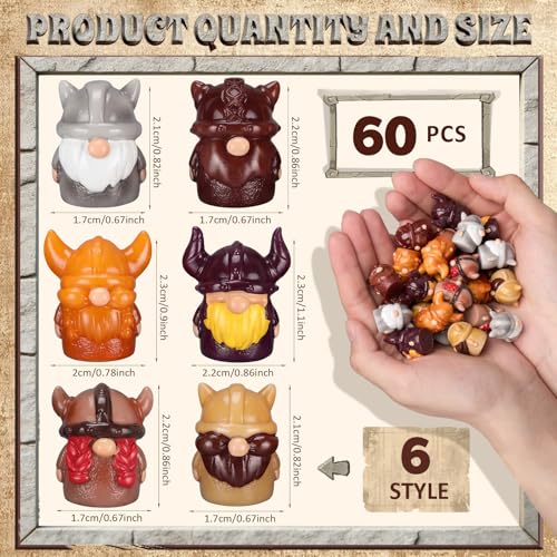 Set de 60 Mini Figuras Gnomos Vikingos de Resina miniatura 3