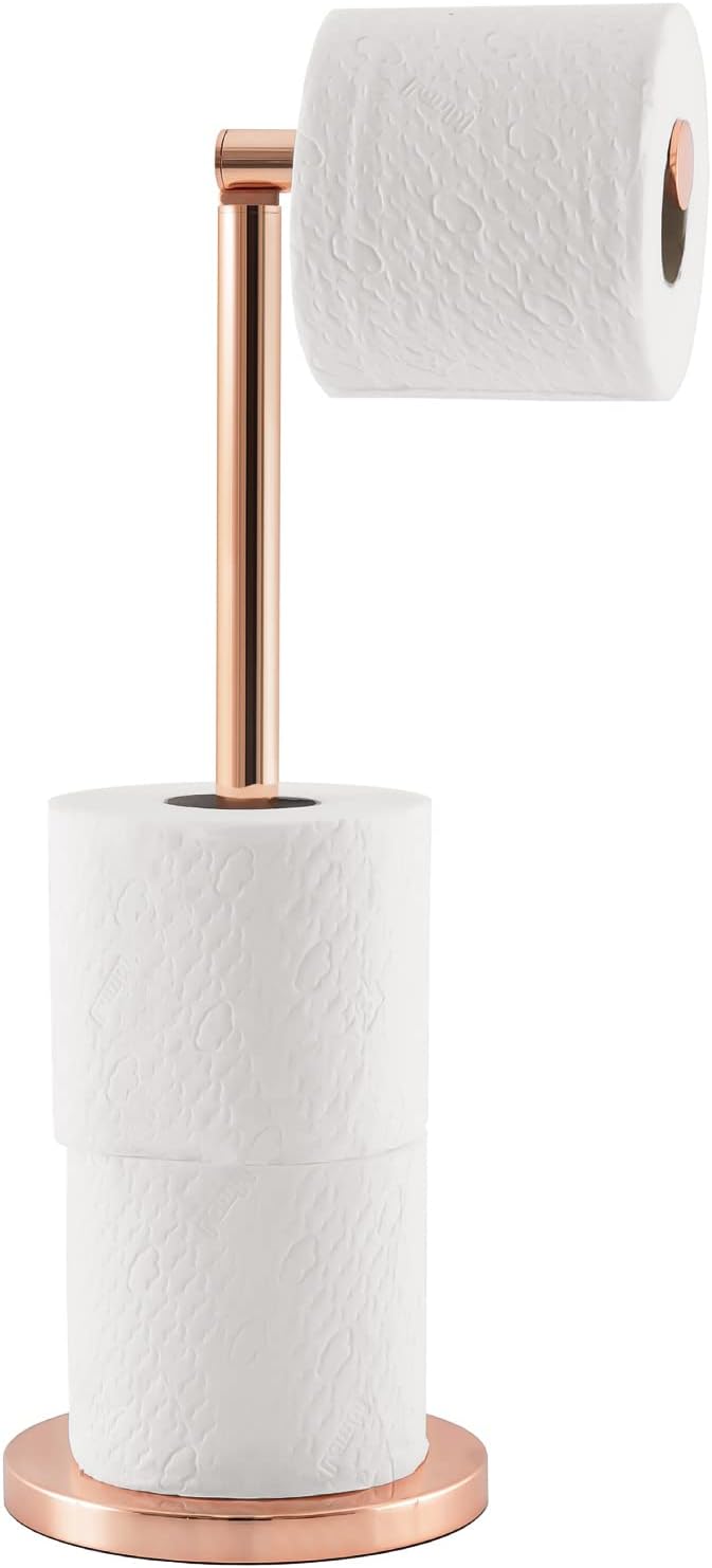 Premier Housewares Toilet Roll Holder, Iron Wire, Rose Gold, 16 x 21 x