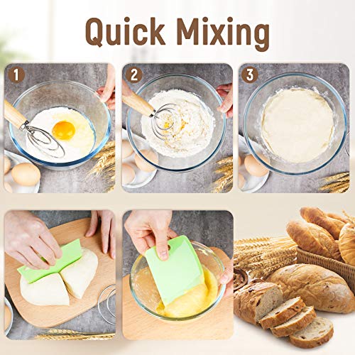 image for NiHome 2PCS Danish Dough Whisks+3PCS Dough Scrapers, Stainless Steel B