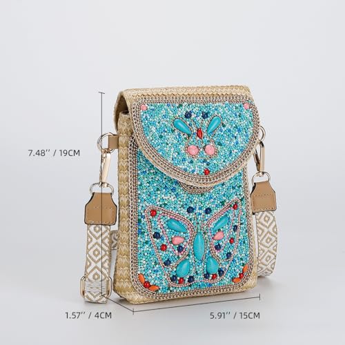 Straw Woven Small Crossbody Bags for Women Designer Gypsy Cell Phone Bag Boho Shoulder Wallet Purse2