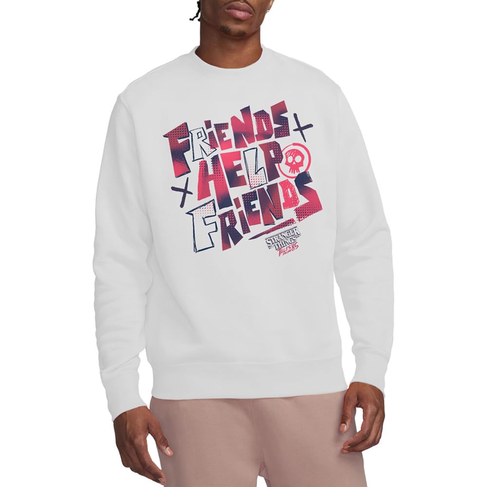 Stranger Things Tales From 85 Friends Help Unisex Sweatshirt, White, Small