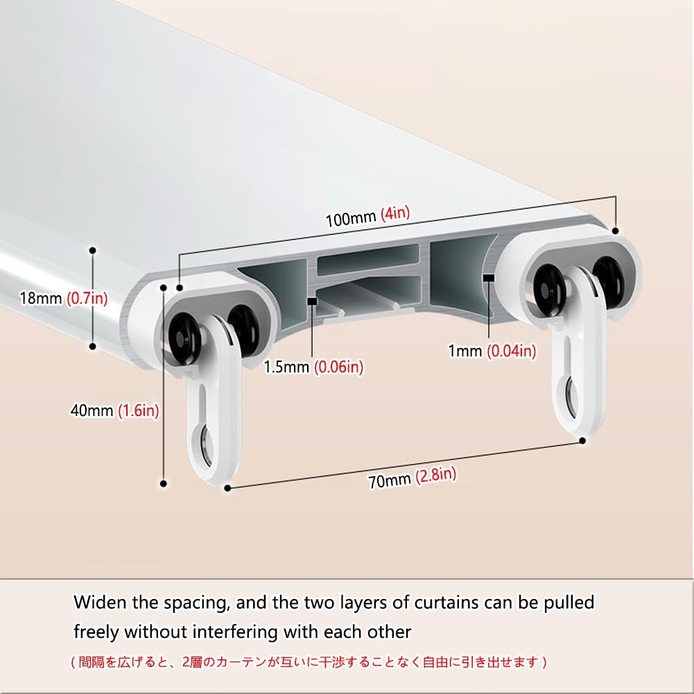 Polea de aluminio para separadores de habitaciones y dormitorios de 120 cm, disponible en 170/240/320 cm, diseño Sylish Easy Insallaion.