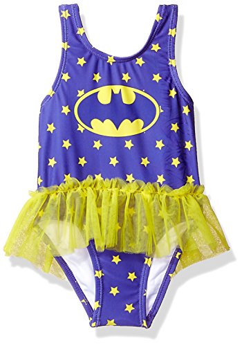 Warner Bros. Girls' Batgirl Tutu Swimsuit, Eggplant, 24M