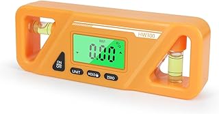 rongweiwang Transportador Digital de plástico ABS, Alimentado por, Pantalla de Color sólido, metalúrgico, inclinómetro, Regla de ángulo, retroiluminación, Amarillo