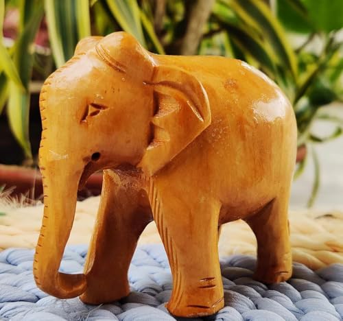 Image of Crafted Wooden Elephant Figurine, 2 inch 2PC | Gift, Play, Drawing, Craft Use, Home Decor