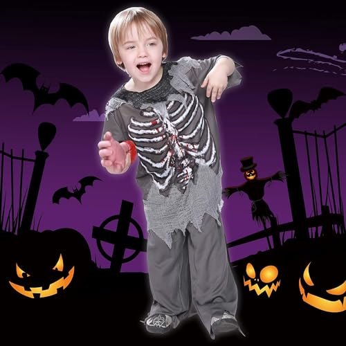 Eraspooky Skeleton Bloody Zombie Boy Costume Horror Halloween Kids Fancy Dress Outfit thumb #1