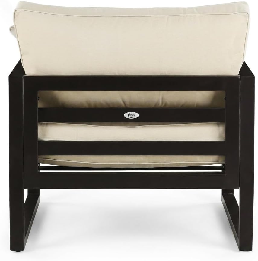 Serta Catalina Outdoor Patio Armchair, Bronze Metal Frame Lounge Chair with Cushions for Deck, Porch or Backyard
