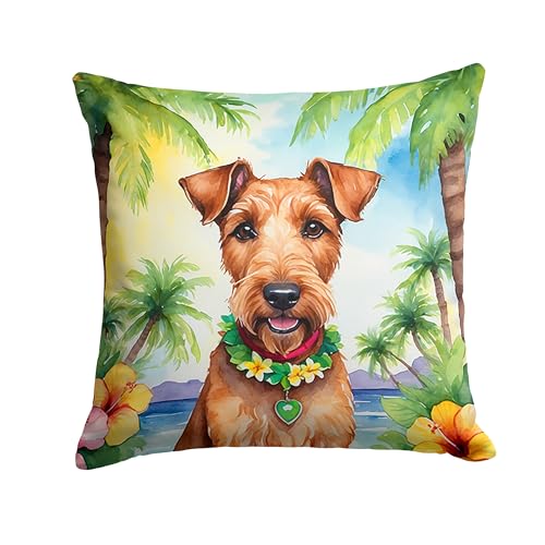Caroline's Treasures Luau Party Decorative Throw Pillow, 18Hx18W, Irish Terrier 6453