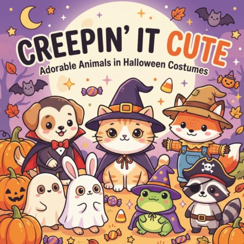 Creepin' It Cute: Adorable Animals in Halloween Costumes Coloring Book for Kids: A Fun and Spooky Coloring Adventure with Cute Cats, Puppies, Bunnies, Foxes, Frogs & More image 2