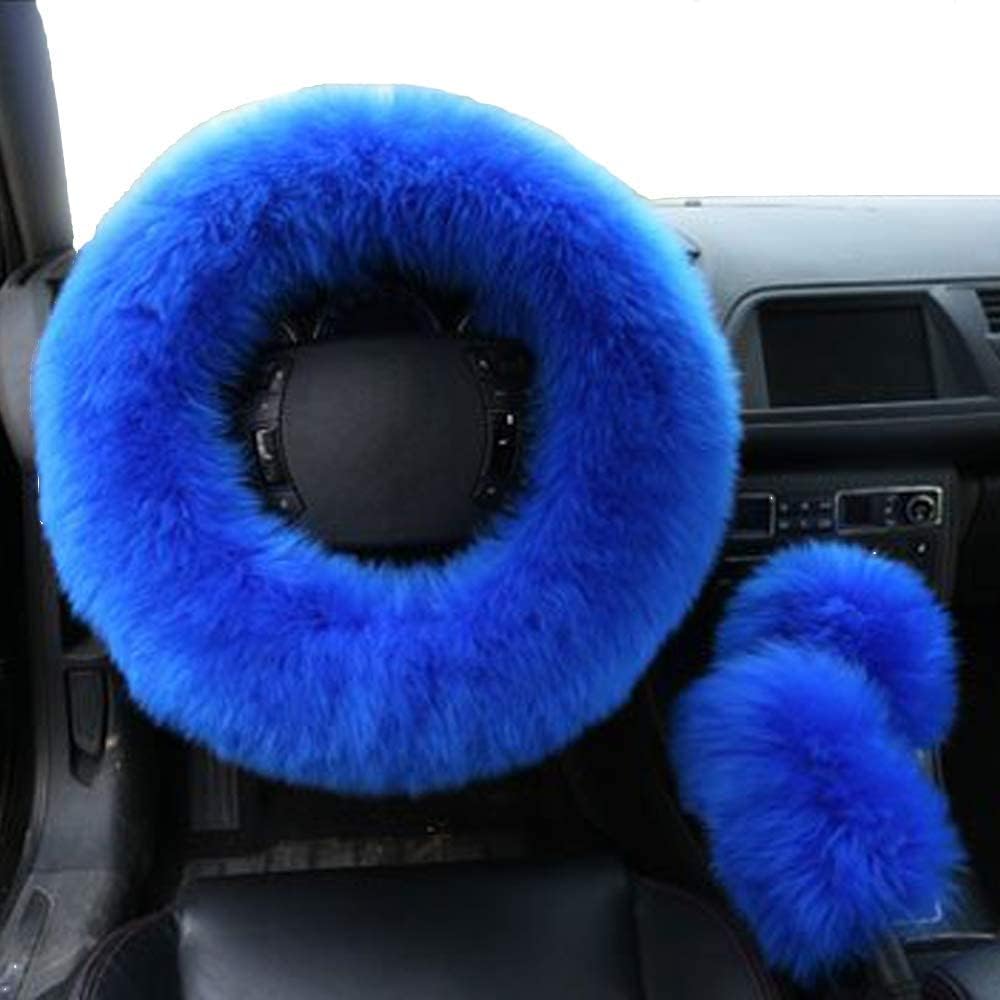 Multicolor Fuzzy Steering Wheel Cover Car Accessories Universal Fit Car Steering Wheel Gear Shift Cover Handbrake Cover (Colorful)
