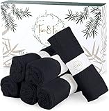 Tia & Fey Face Cloth Made from Rayon made from Bamboo Soft Wash Cloths for face Organic Washcloths Set of 6 Face Towel Gentle on Sensitive Skin Women Makeup Remover Reusable Washcloths 10 x 10 (BLACK)