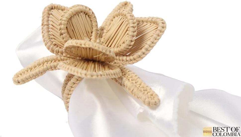 Orchid Straw Napkin Ring - Handwoven iraca Straw Napkin Ring, Natural