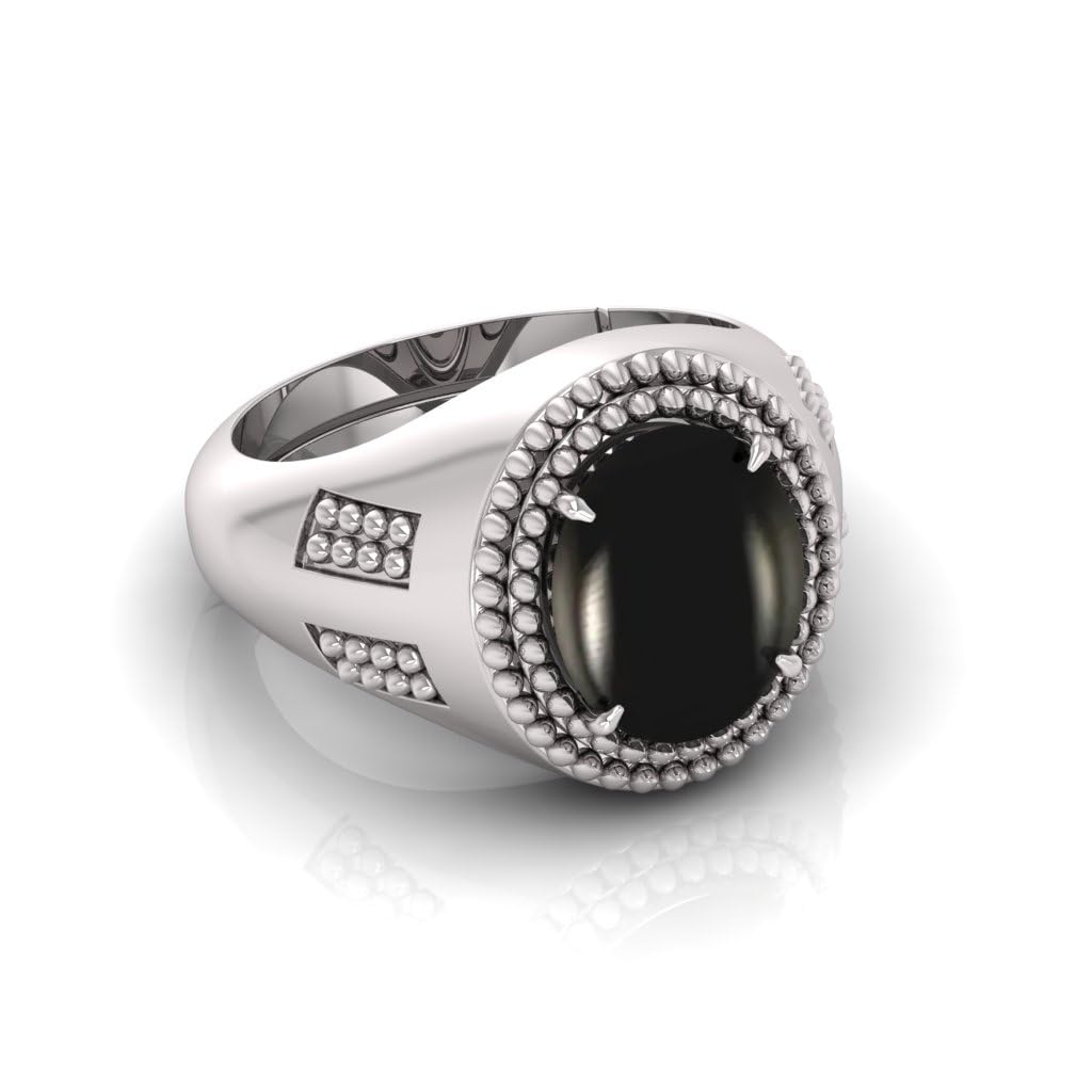 3.25 to 15.25 Ratti Sulemani Hakik Ring Akik Ring Original Natural Black Haqiq Precious Gemstone Astrologica Adjustable Ring Size 16-24 for Men and Women