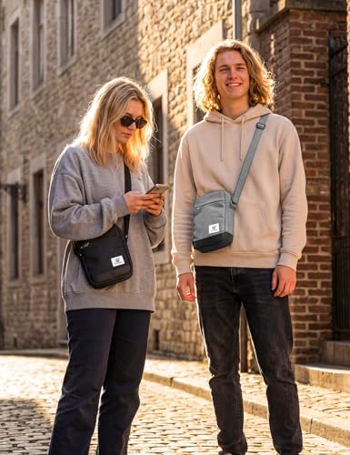 SKYSPER URBANX3 Umhängetasche Klein Herren Anti Diebstahl RFID Schultertasche Damen Mini Crossbody Bag (Grau)