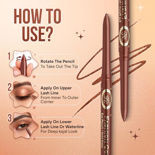 Image of FASHION COLOUR Intense Revolving Kajal(0.35g) | High Impact Intense Color In 1 Stroke | 12HR Long Stay | Matte & Mettalic Finish | Soft Texture | Waterproof & Smudgeproof | (07 GRAND CANYON, 0.35g)