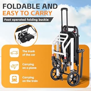 UU-ZHANG Super Lightweight Transport Wheelchair. Easy to Travel, Locking Hand Brakes, User-Friendly, Folding, Portable. for Adults or Child (up to 220lbs) …