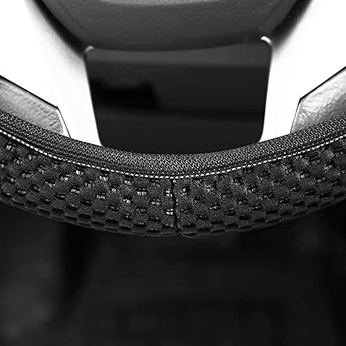 Andalus Brands Elastic Stretch Steering Wheel Cover, Car Accessories for Women and Men - Covers for Honda, Ford, Toyota, Nissan, and More - Universal 15" Size, Microfiber Breathable Polyester (Black) - Thumbnail 2