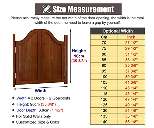 Zimgod Cafe Swinging Doors For Indoor Doorway Hallway, Retro Saloon Swing Door Brown, Wooden Half Waist Door With Hinges, Western Cafe Door Gate (Size : W95Xh90Cm(37 3/8" X35 3/8")) #TOP1