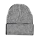 RARITYUS Unisex Shiny Bling Rhinestone Beanie Hat Y2K Skull Beanies Winter Knit Snow Soft Cap Stretchy Ski Hats