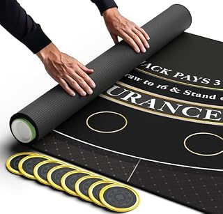 Newverest tapis blackjack 178 x 89 cm noir doré