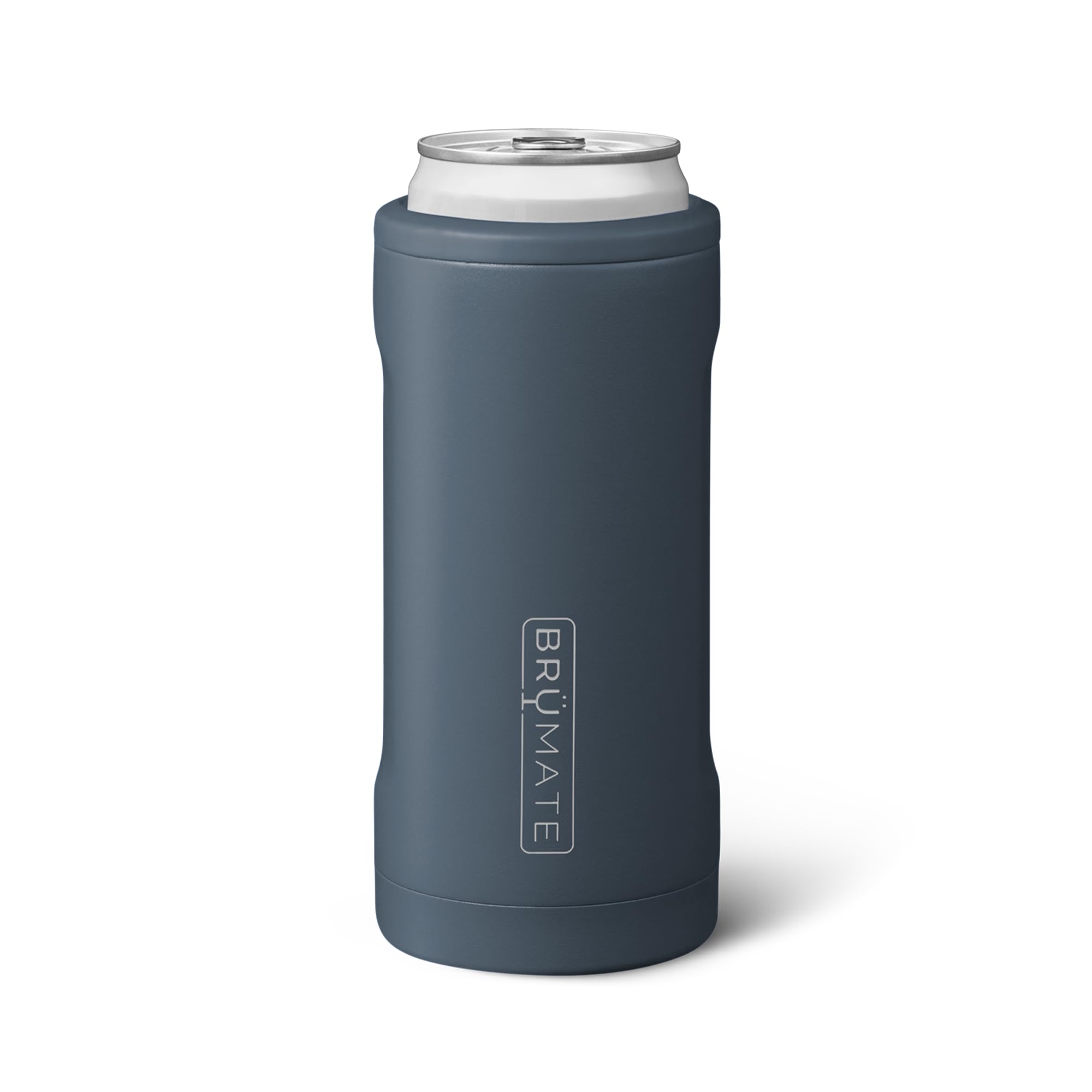 brmate hopsulator slim can cooler insulated for 12oz slim cans  skinny can insulated stainless steel drink holder for hard seltzer beer soda and energy drinks nightfall blue