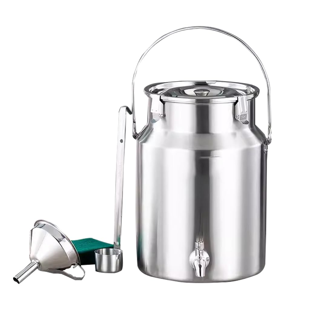 SaryEdge Stainless Steel Milk Transport Bucket, Milk Can/Tote Jug/Pail with Anti-Leak Ring Lock and Spigot, Portable Handle Easy Carry,14L,64L,64L