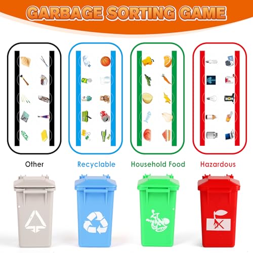 BunnyJOY Müllauto Spielzeug ab 3 4 5 6 Jahre Junge, Große Müllwagen Spielzeug mit Mülltonnen, Spielzeugautos Fahrzeuge, Geschenk Lernspielzeug für Kinder, Orange