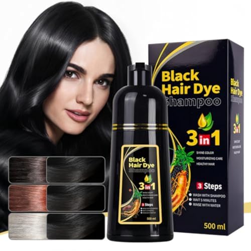Hair Dye Shampoo 3 in 1 Hair Shampoo Instant Hair Dye Herbal Ingredients for Women Men Cover Gray White Hair, 10 Mins Fast Hair 