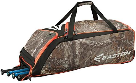 EASTON E510W Bat & Equipment Wheeled Bag, Baseball Softball, 4 Bat Compartment, Vented Pockets - Minimize Odor, Quick Dry, Removable Shoe Panel, Zippered Pockets, Fence Hook