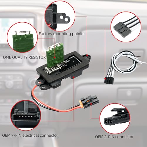 Image of Blower Motor Resistor Kit,Nikimotorsport Blower Motor Resistor Compatible with 1999-2006 Chevy Silverado GMC Sierra,2000-2002 GMC Yukon.Resistors Replace OE# 89019088,973-405,22807123