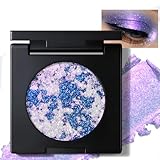 Noerrors Marble Holographic Glitter Eyeshadow Palette, Purple Blue Half Magic Multichrome Sparkly Metallic Cream Eye Shadow, Pigmented Sombras Para Ojos Smooth Long Wear Iridescent Shimmer Eye Makeup