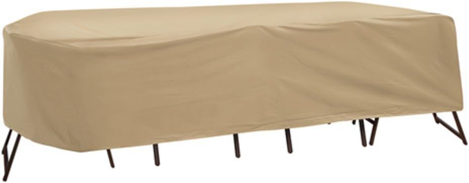 Protective Covers Weatherproof Patio Table and Highback Chair Set Cover, 80 Inch x 96 Inch, Oval/Rectangle Table, Tan - 1348-TN