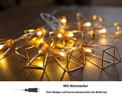 LED Lichterkette Cobus CozyHome Kupfer geometrisch 6 Meter
