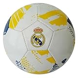 ballon real madrid 2019  Real Madrid Balón Blanco tramas Azul y Amarillo Producto Oficial Talla 5 tamaño Similar al reglamentario de fútbol 11