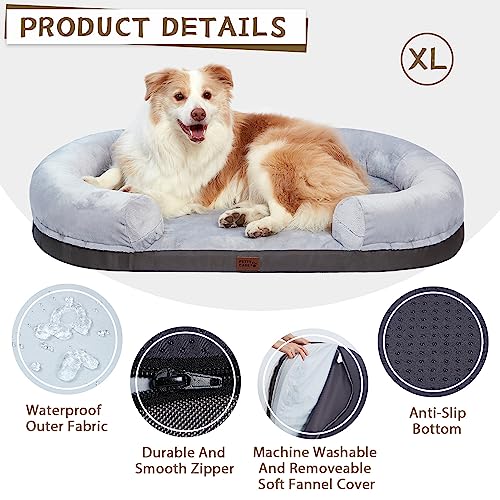 Pettycare Memory Foam Dog Beds With Sides For Large Dogs, Orthopedic Washable Extra Large Dog Bed With Removable Cover, Waterproof Xl Pet Bed With Antislip Bottom #TOP2