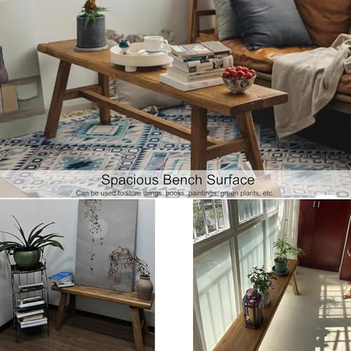 WXZXWXZX Taburete Woody Banco Madera Reposapies Salon Banqueta Dormitorio Banco Pie de Cama Taburete Tocador Maquillaje Otomana Madera Natural para Vestidor Sala de Estar Dormitorio(50cm(19.7in)) - imagen 5