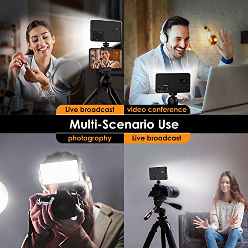 NinkBox Luces LED de Video 96 LEDs Regulables Superluminosos 3000K-6500K, CRI 95+, portátil para videocámaras DSLR, fotografía, batería incorporada de 4000 mAh