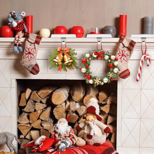 3pcs Silver Christmas Stocking Holders for Mantle Stocking Hangers Mantle Christmas Stocking Hanging Hooks Non-Slip Heavy Metal Mantel Stocking Holder for Shelf Fireplace Stair Xmas Party Decor