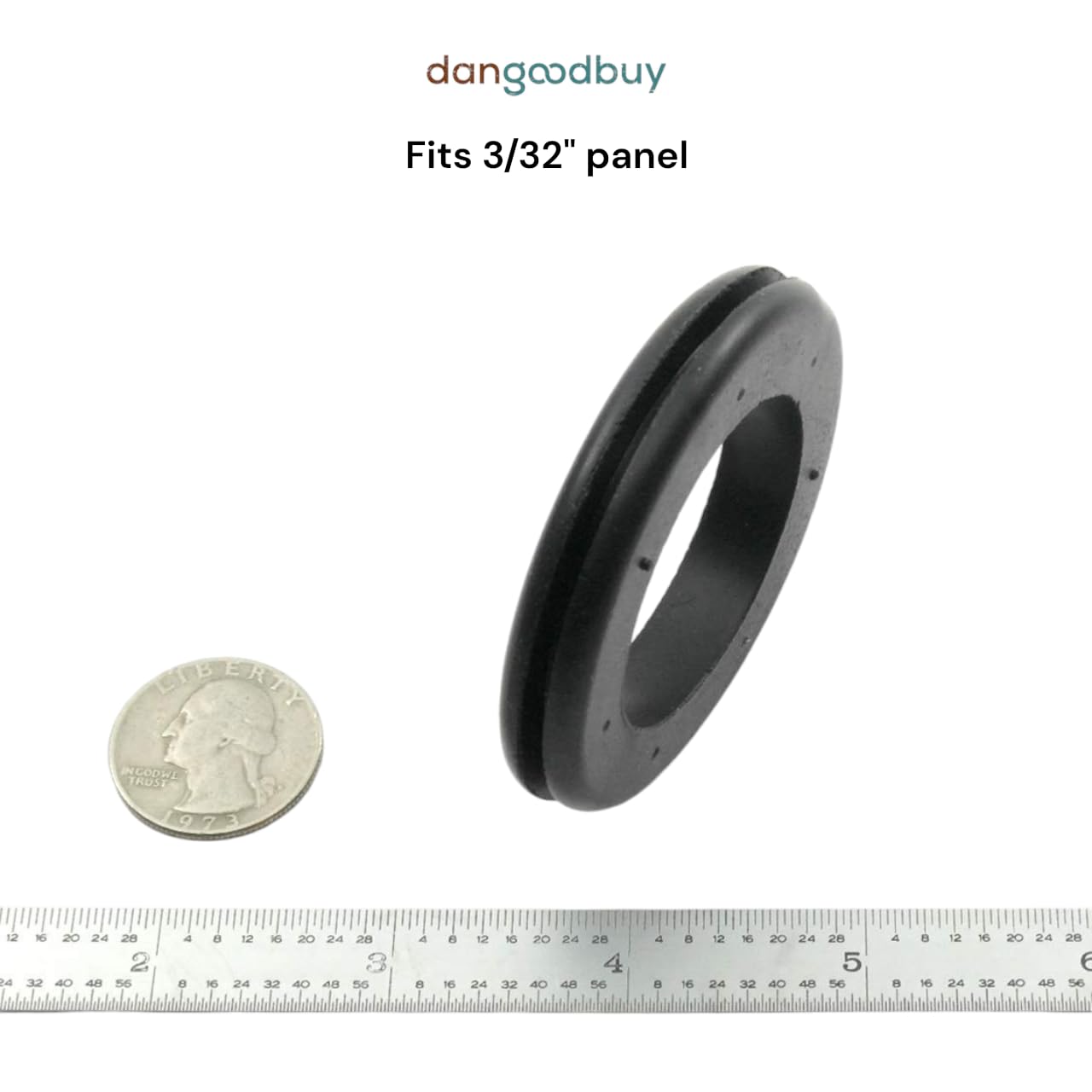 Rubber Grommet Fits 2" Hole in 3/32" Panel - SBR Rubber - Has 1 1/2" Center Hole (24 Pack)