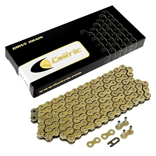 Caltric Golden 520 Pitch 120-Links Non-Oring Drive Chain Compatible with ATV/UTV/Quad/Side X Side/Motorcycle/Dirtbike/with Rivet and Clip on Master Links