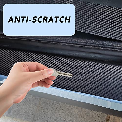 Nhhc Car Door Sill Protector,4Pcs Carbon Fiber Threshold Anti-Scratch Sticker Door Edge Protection Decorate,Auto Interior Accessories Anti-Scrape Wear-Resisting (Red) #TOP4