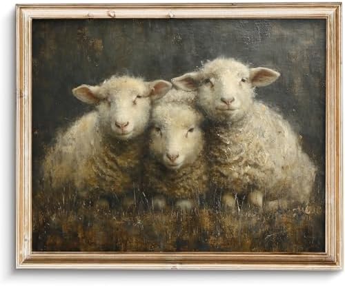 SQGGZH Vintage Easter Sheep Wall Art Prints, Modern Farmhouse Ani...