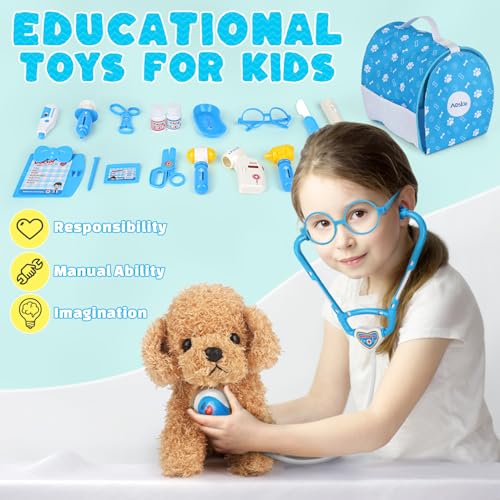 Doctors Set for Kids - Children Pet Vet Care Play Set with Doctor Costume, Plush Dog, Pretend Role Play Medical Kit Toys Gifts for 3 4 5 6 Year Old Girls - Image 2