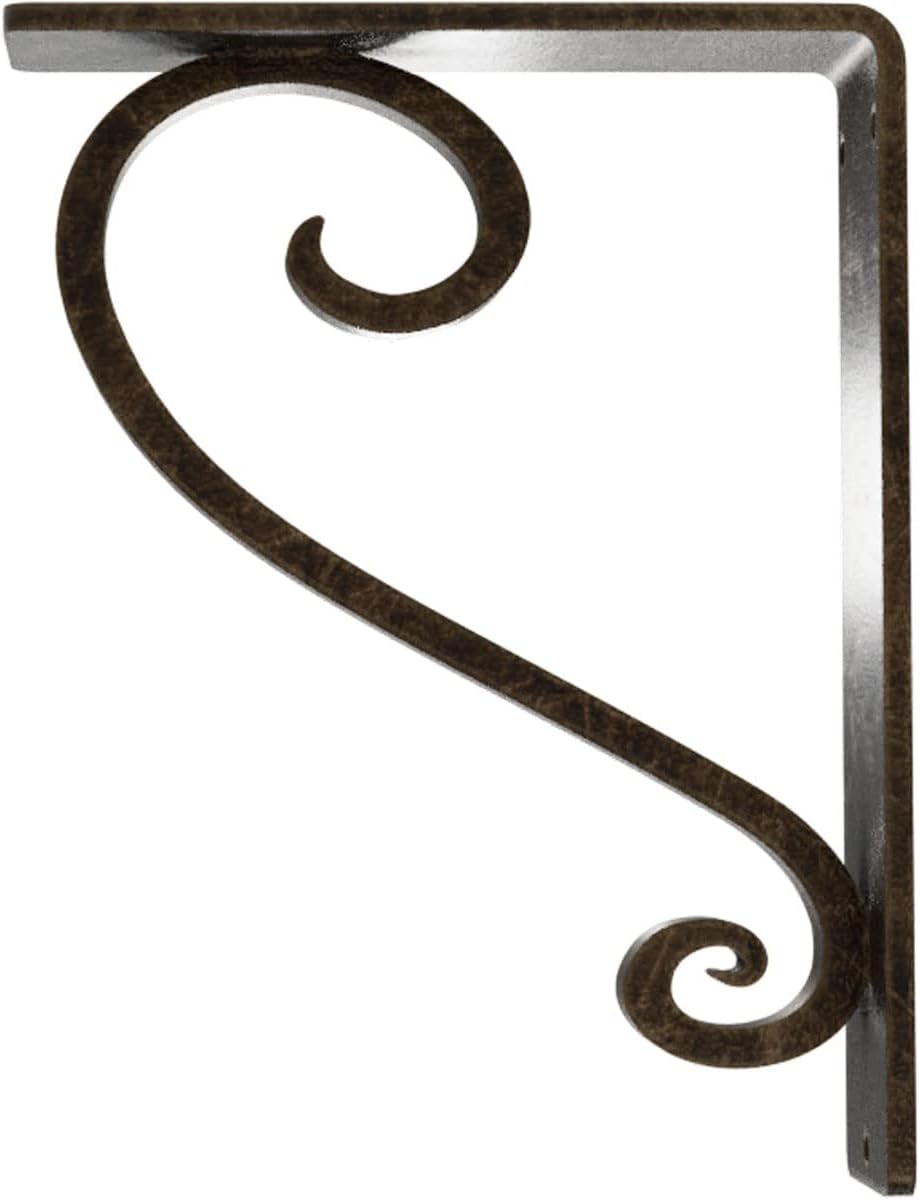 Ekena Millwork BKTM02X05X08TEDAPG Metal Bracket, 2" W x 5 1/2" D x 8" H, Antiqued Pale Gold