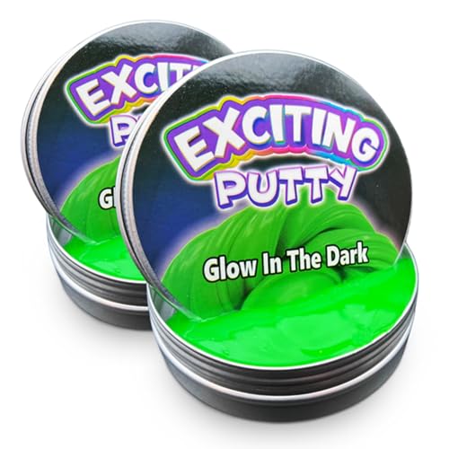 Image of Glow in the Dark Putty - 2 x Squeezable Exciting Putties Non-Toxic Long Lasting Non-Drying Stress Relief Hand Exercise Science Learning & Fun for Kids