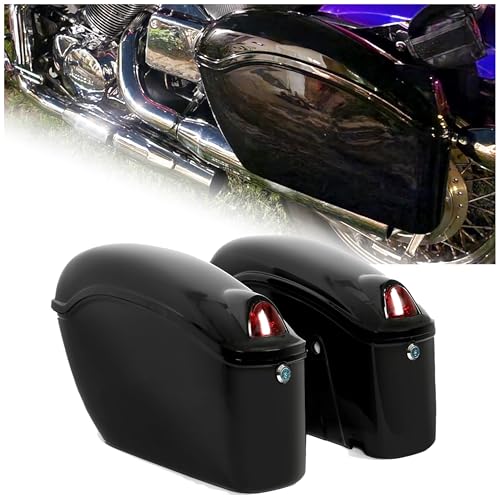 KUAFU Universal Hard Saddle Bags W-Lock & Mounting Brackets Compatible with Yamaha Honda Shadow Cruiser Suzuki kawasaki Vulcan Victory Viking Motorcycle Saddlebags w-Lights Luggage Trunk 36L