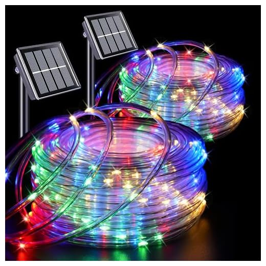 QITONG 2 Pack Solar Rope Lights Outdoor Waterproof, Each 33ft 100 Led String Lights, 8 Modes Copper Fairy Tube Lights for Trampoline Camping Tree Tent Pool Yard Christmas Decorations