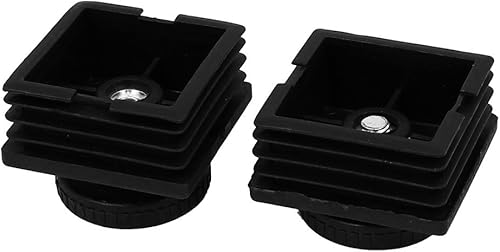 Miniatura 4 de uxcell 1.890 in x 1.890 in Inserción de tubo de rosca ajustable PP plástico nivelación pie negro 8 juegos