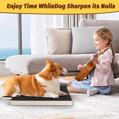 Auauraintt Kratzbrett für Hunde,mit Leckerlibox,Scratch Pad für Nägel,Sandpapierbrett,Alternative zu Krallenknipsern und -Schleifern für Hunde