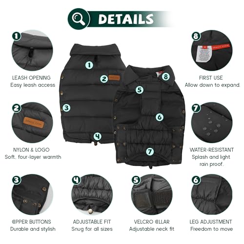 SPACE LION Dog Puffer Jacket, Down Winter Coat, Durable Outdoor Coat for Cold and Windy Conditions, Lightweight & Adjustable Fit Coats for Large Dogs,(Black, Size28/4XL) by SPACE LION - Image 6